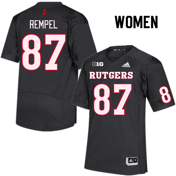 Women #87 Liam Rempel Rutgers Scarlet Knights College Football Jerseys Stitched Sale-Black